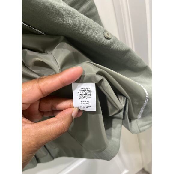 J. Crew 100% Linen Olive Green Blazer Sz 00 - Picture 4 of 6